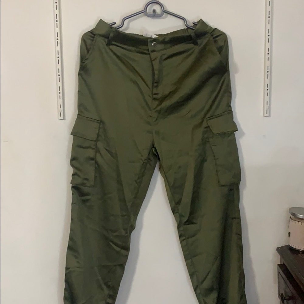 Satin Side Lace-up Cargo Pants